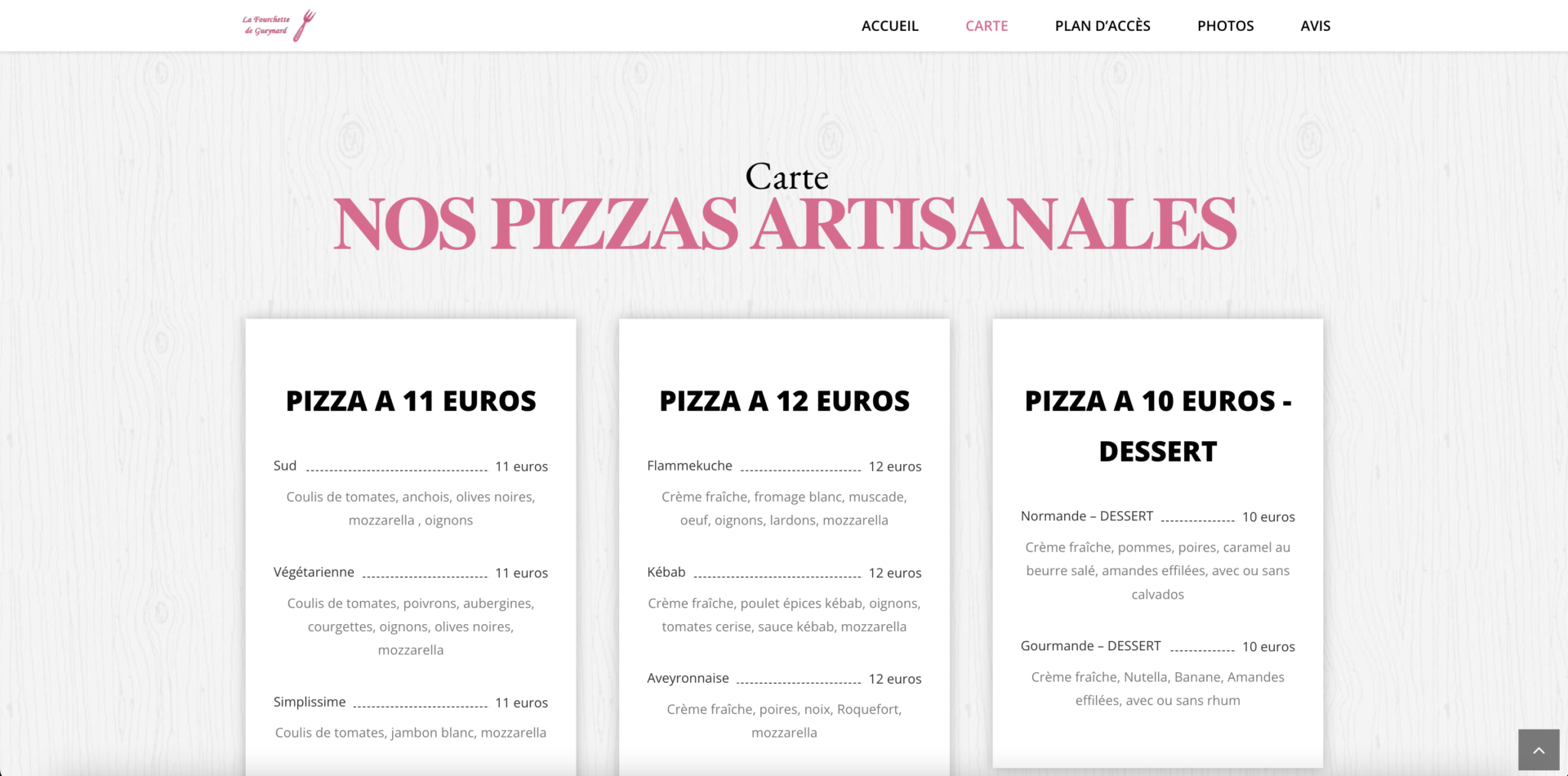 site pizzeria